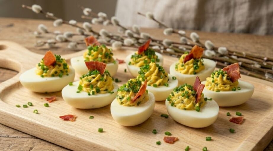 Jajka faszerowane z&nbsp;szynką parmeńską i&nbsp;szczypiorkiem
