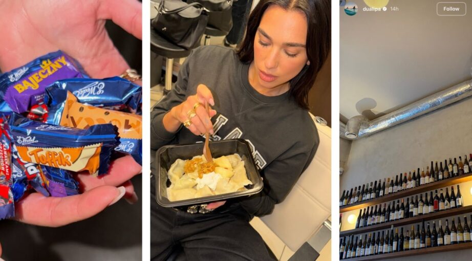 Dua Lipa w&nbsp;Warszawie: wino, pierogi i&nbsp;cukierki Wedel