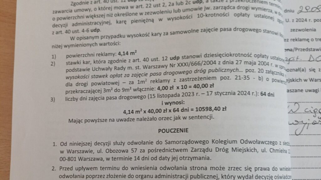 41 tys. zł kary za&nbsp;szyld wystający o&nbsp;2 cm. Warszawska piekarnia walczy o&nbsp;przetrwanie