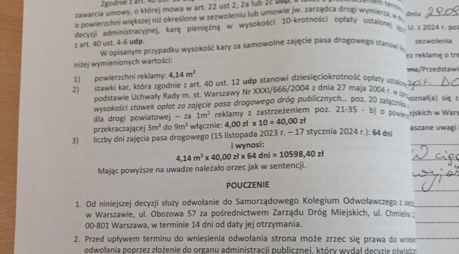 41 tys. zł kary za&nbsp;szyld wystający o&nbsp;2 cm. Warszawska piekarnia walczy o&nbsp;przetrwanie