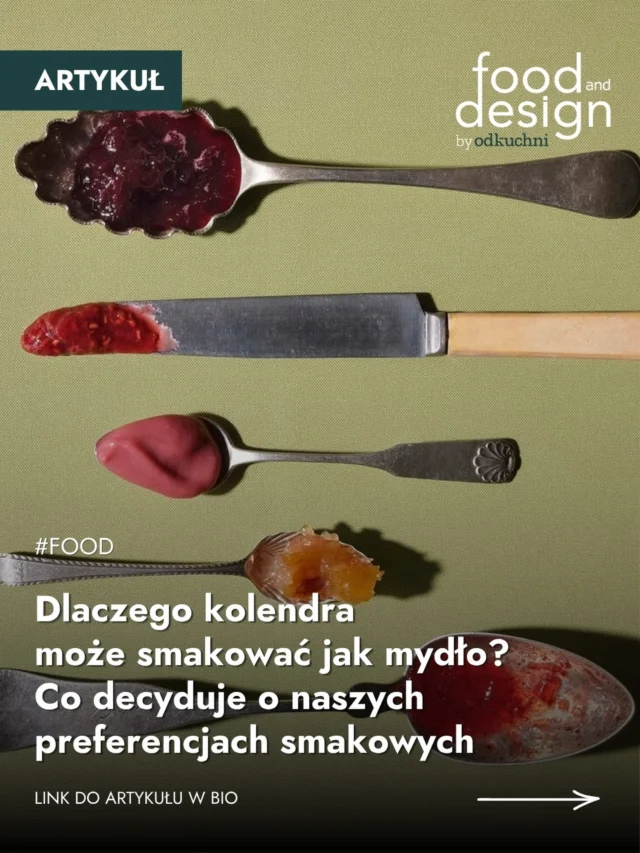 Dlaczego dla jednej osoby kolendra jest świeża i cytrusowa, a dla drugiej smakuje jak mydło? 🤔 Okazuje się, że nasze preferencje smakowe to nie tylko kwestia gustu. Wpływają na nie m.in. geny, węch, wrażliwość na gorycz, doświadczenia i to, z jakimi smakami mieliśmy kontakt.To dlatego ktoś może nie znosić kolendry brukselki czy czarnej kawy przez większość życia, a z wiekiem nagle  zmienić zdanie.👉 Dlaczego tak się dzieje? Przeczytajcie cały artykuł na foodanddesign.pl. Link w bio.