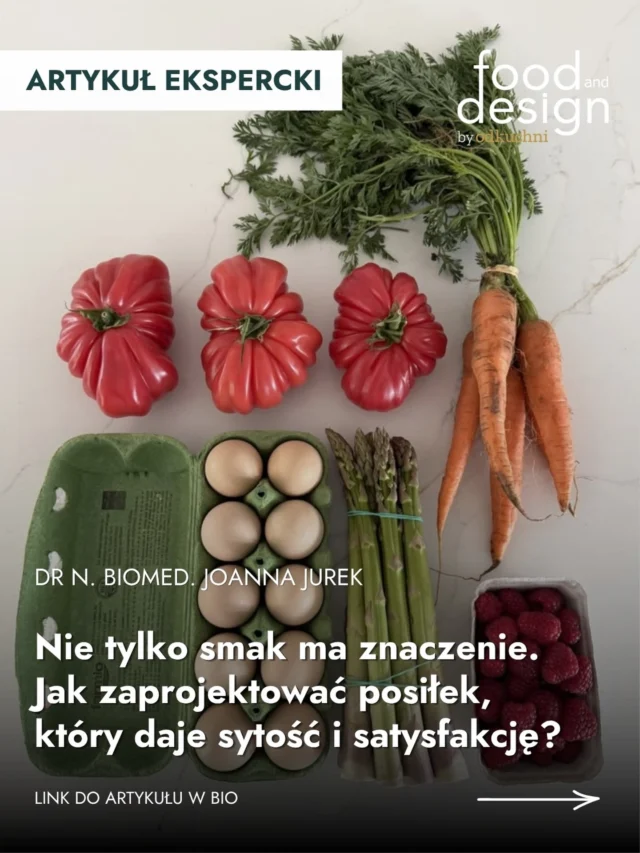 Duży talerz, dużo smaku i sytość bez niepotrzebnego dokładania kalorii. Da się? 🍽️W projektowaniu posiłków liczy się nie tylko to, co jemy, ale też jak jedzenie wygląda, jakie ma tekstury i jak odbieramy je wszystkimi zmysłami. Odpowiednia kompozycja może sprawić, że zwykły posiłek będzie bardziej sycący i satysfakcjonujący.Dr n. biomed. Joanna Jurek, ekspertka Food and Design, pokazuje, jak wykorzystać zasady gastrofizyki w codziennym jedzeniu i dlaczego zdrowy talerz wcale nie musi oznaczać małej porcji.👉 Przeczytajcie cały artykuł na foodanddesign.pl. Link w bio.#FoodAndDesign #Gastrofizyka #ProjektowanieŻywności #Psychodietetyka #FoodDesign